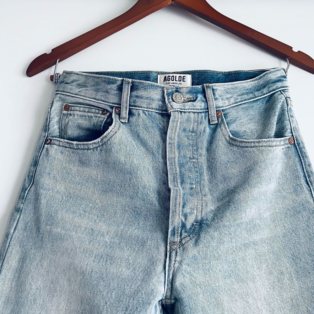 Agolde High Rise Slim Organic Cotton Jeans with Raw Cut Hem Size 26 - Picture 9 of 14